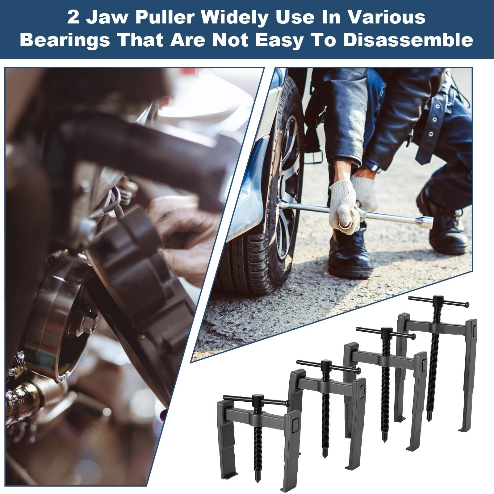 PercyEffie 4 Pcs 2Jaw Gear Puller Set Jaw Bearing 3» 4» 6» 8»