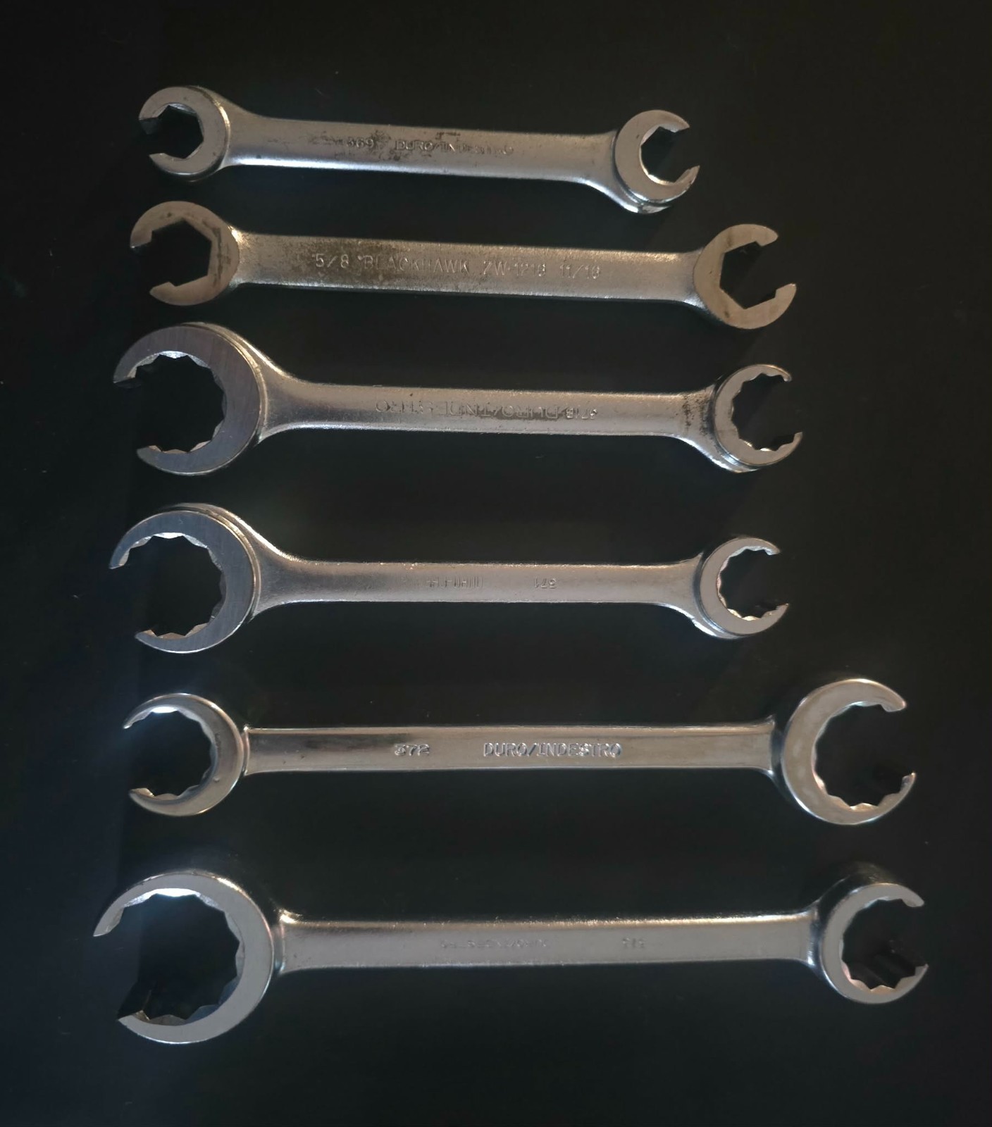 Duro‑Indestro USA Open‑End Wrench Lot – 5pc – 369 371B 371 372 373 – Large SAE S