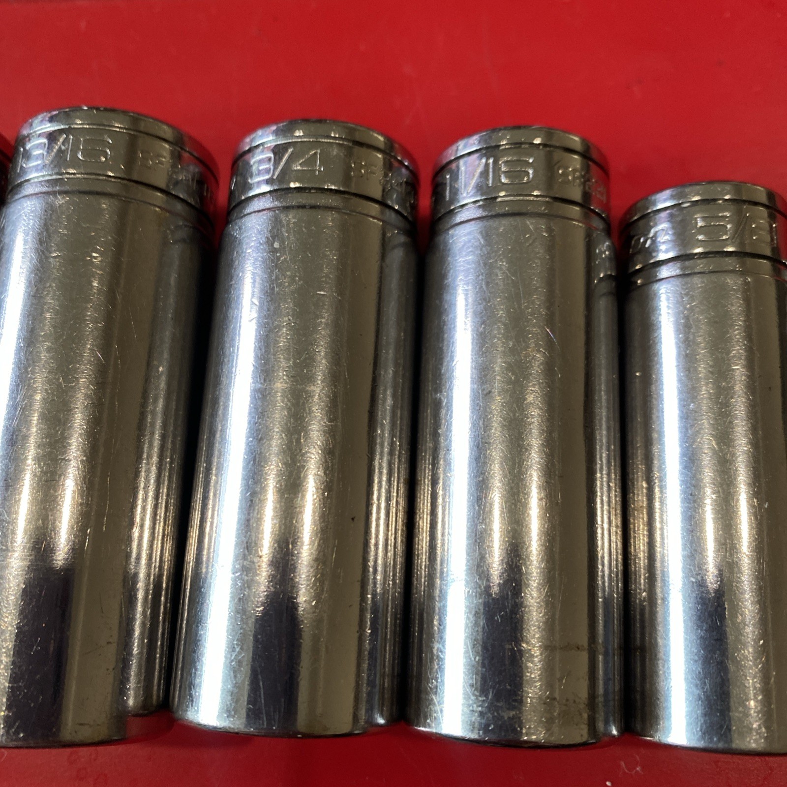 SNAP ON 7 SOCKETS 3/8″ DR SF141-SF281 Missing SF181 12 Point SAE Deep Socket Set