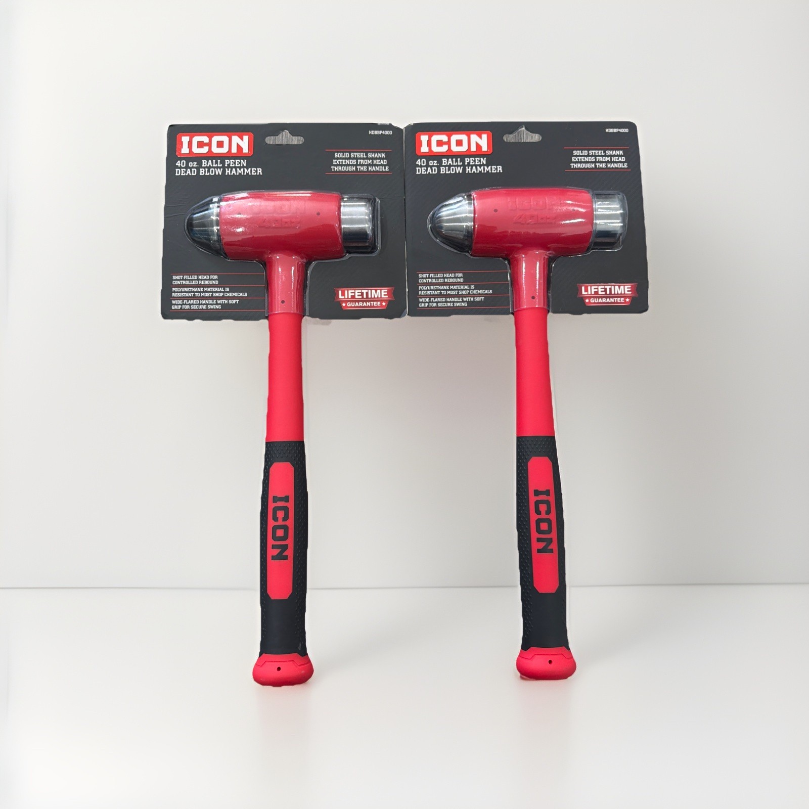 NEW 2 X ICON 40 oz. Ball Peen Steel Face Deadblow Hammer HDBBP4000