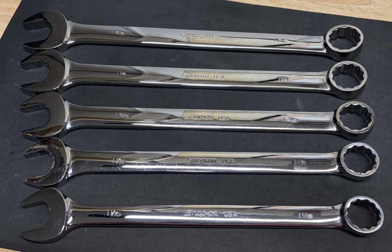 NICE! Snap-On Large 5pc Flank Drive Plus SAE Combination Wrenches Wrench Set