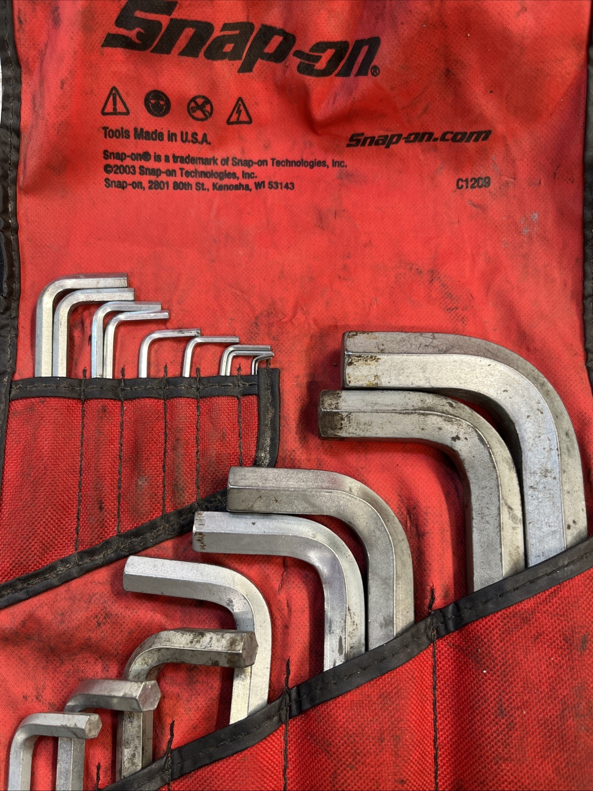 Snap-on 18 pc SAE Allen Hex Wrench Set .028-3/4″ AW1020DK Missing 11/16 +1 Small