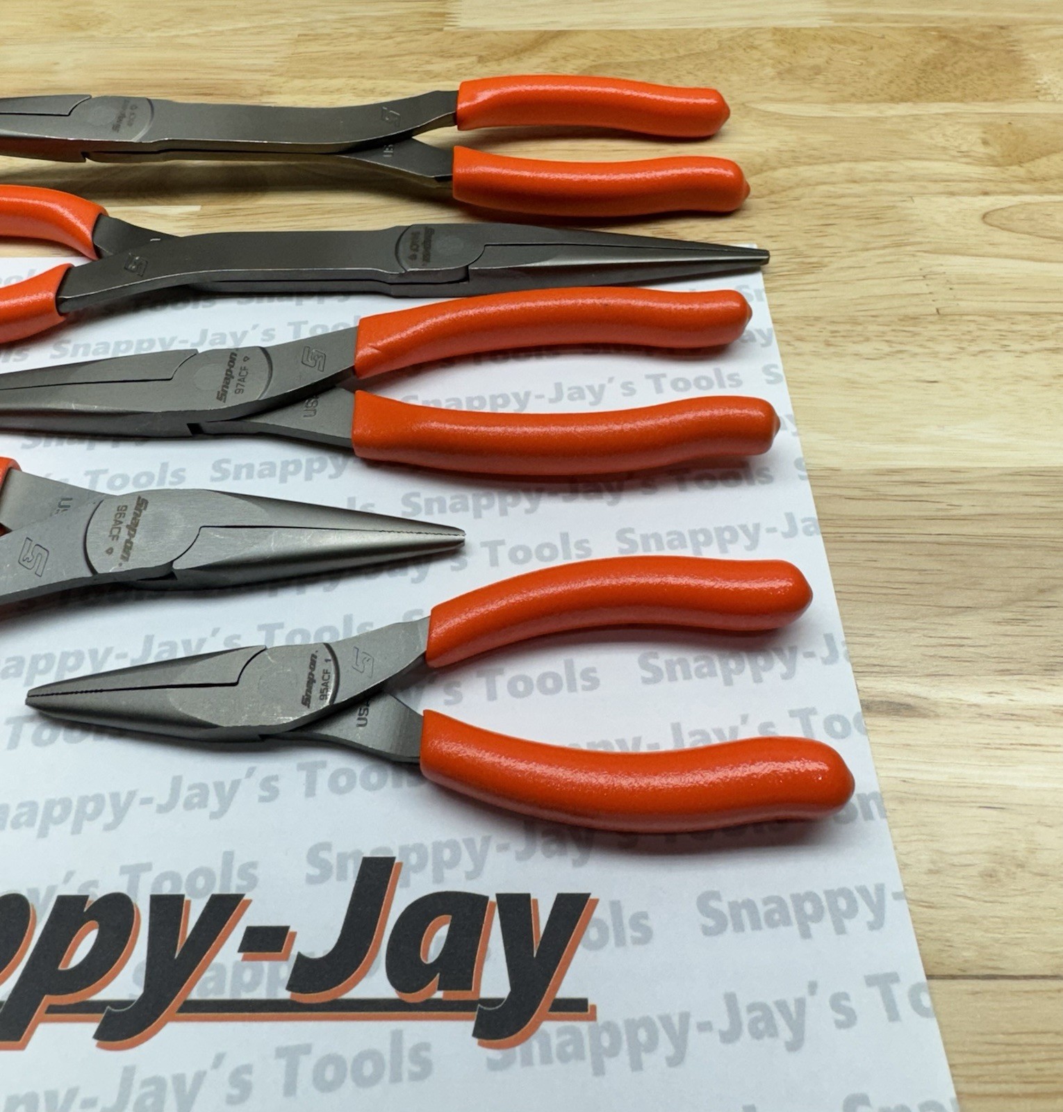 Snap-on Tools USA NEW 5pc ORANGE Talon Grip Needle Nose Plier Set LONGNOSE5O