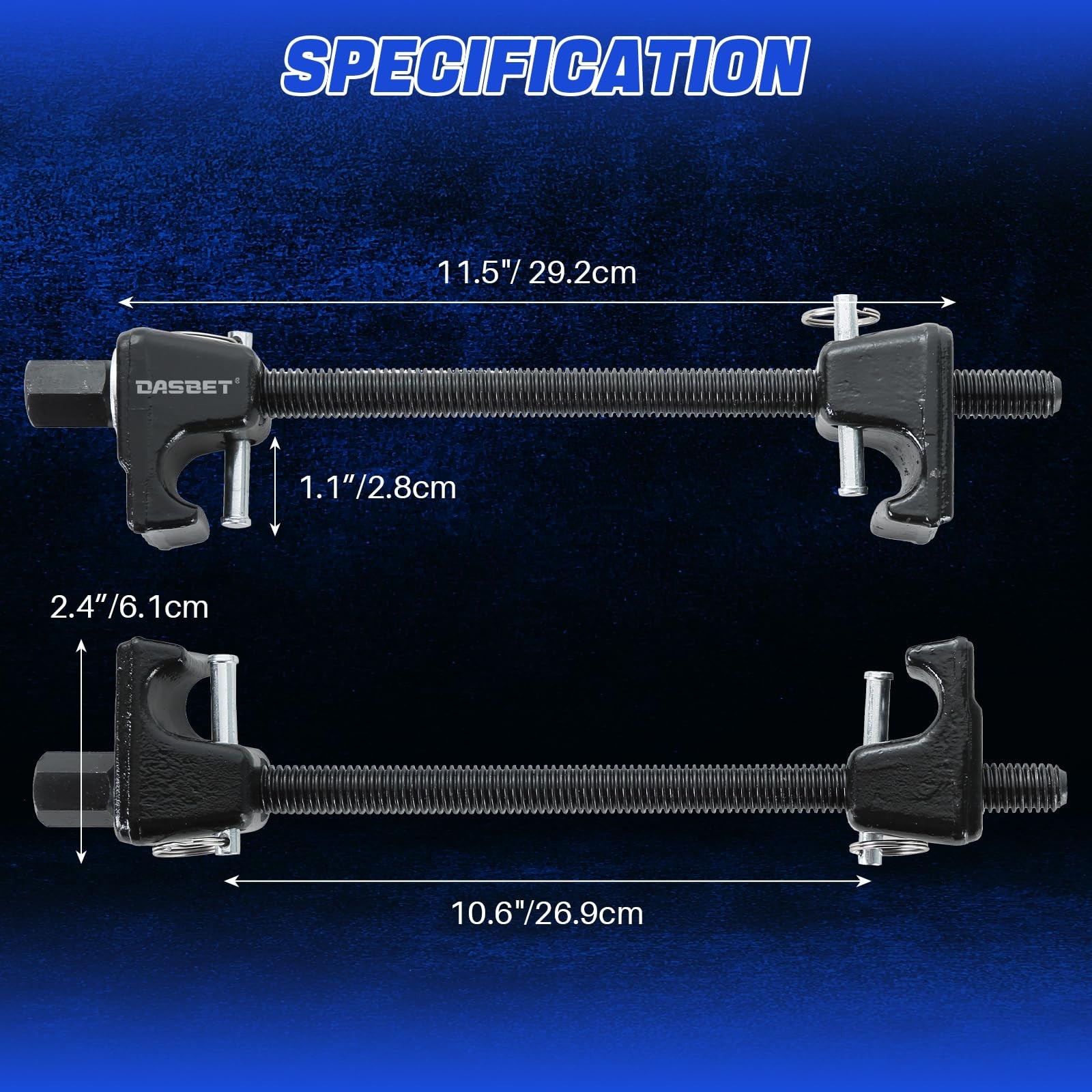 2PCS Coil Spring Compressor Tool Kit – Macpherson Strut, 10.5in Range, Detent Pi