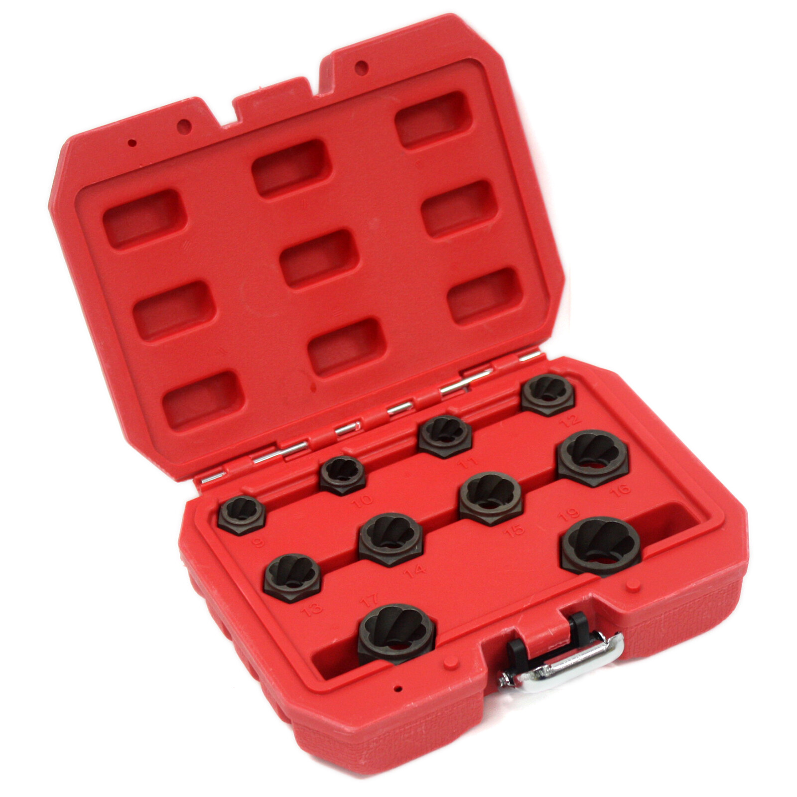 10pc 9 – 19mm Low Profile Damaged Broken Rounded Stud Nut Bolt Remover Twist Set