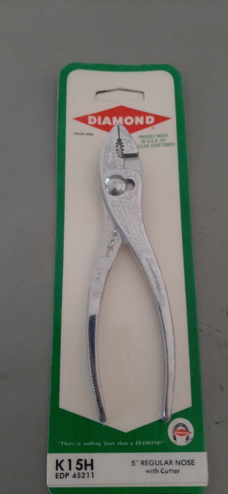 NOS Diamond Tool Horseshoe 5″ Regular Nose Cutter Slip Joint Pliers K15 K15H 9I