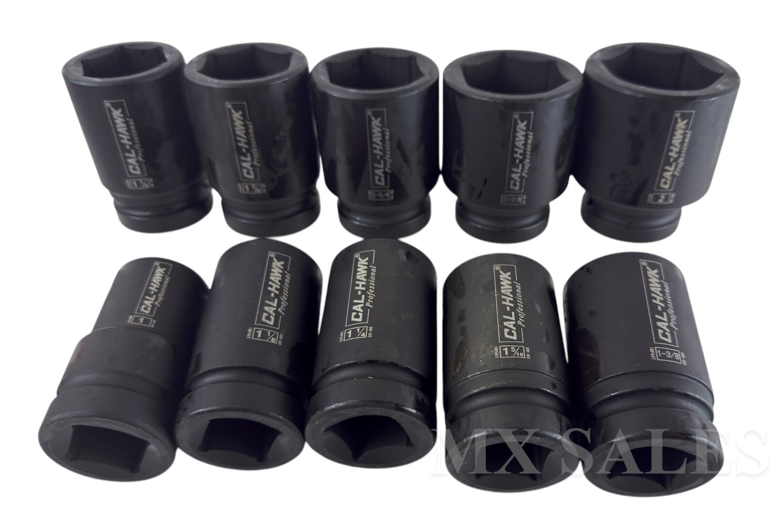 10pc SAE Deep Impact Socket 1″ inch Drive 6 Point Sockets 1″ – 2″ w/ CASE