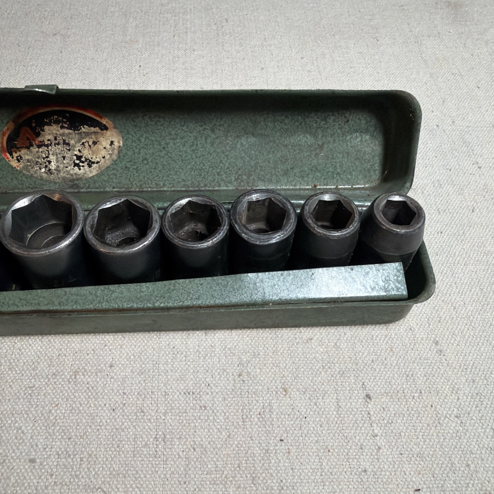 Vintage 1/2” Drive 10 piece Impact Socket Set Alltrade Metal Case 7/16” – 1”