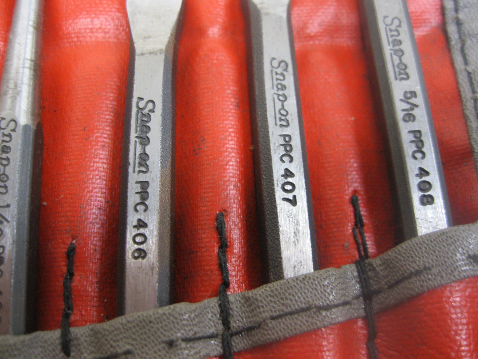 Older Snap-on C-72B Mini Punch and Chisel Set 7 Pieces Rollup Kit Bag