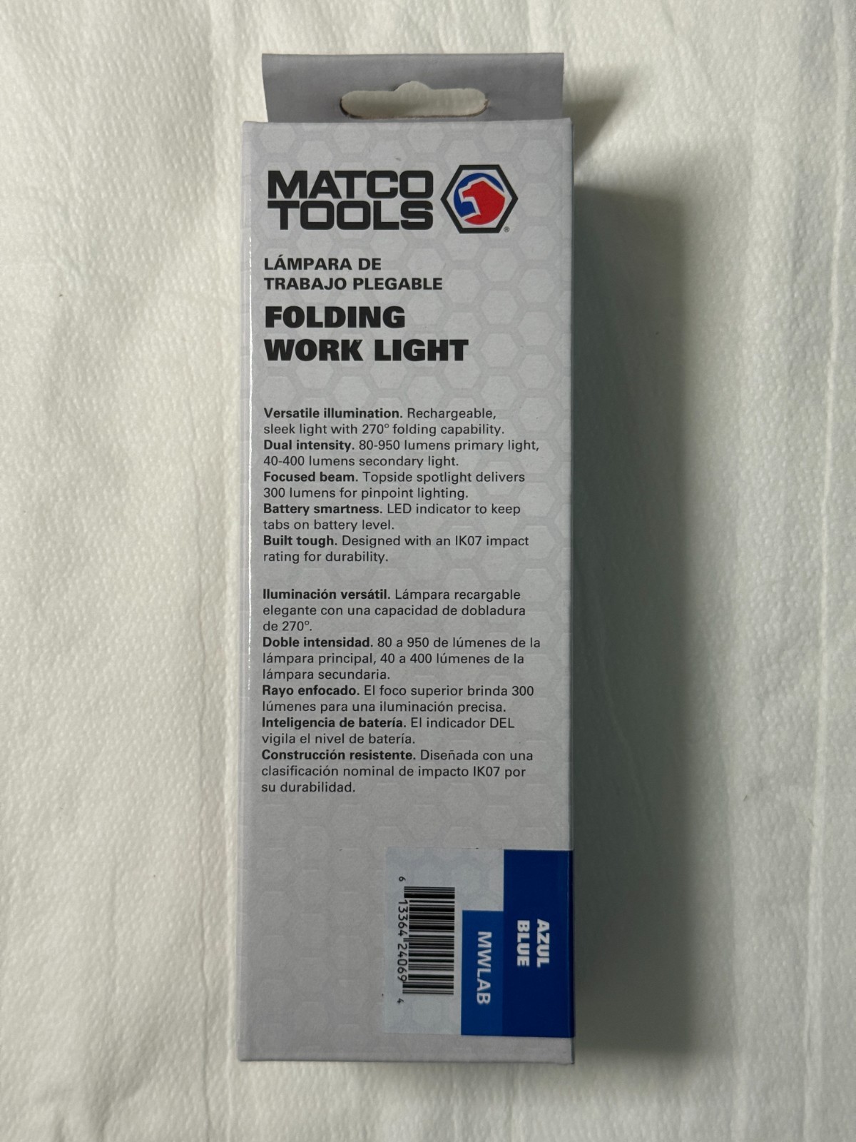 Matco Tools Cordless Folding Work Light MWLAB – Blue