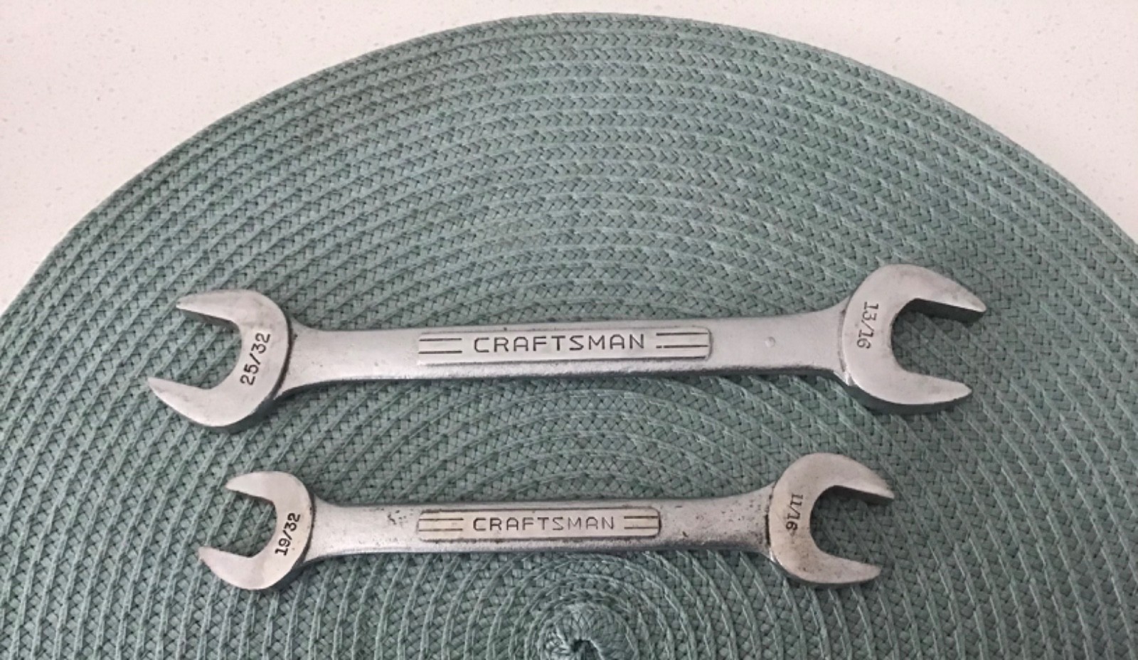 2 VTG Craftsman USA FORGED Double Open End Wrenches 11/16 19/32 & 13/16 25/32