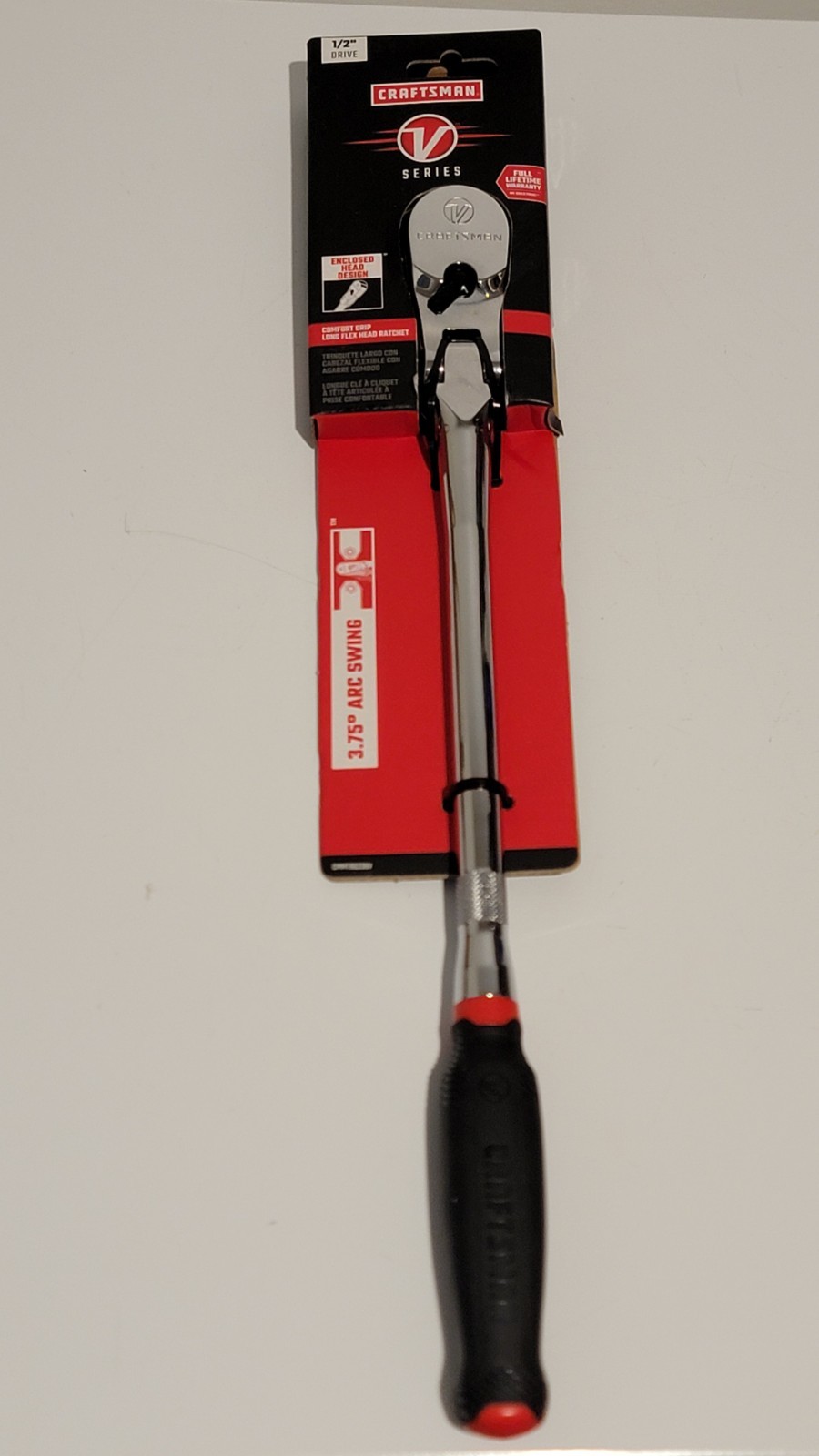 Craftsman V-Series 1/2″ Drive Extended Reach Flex Head Ratchet Comfort Grip New
