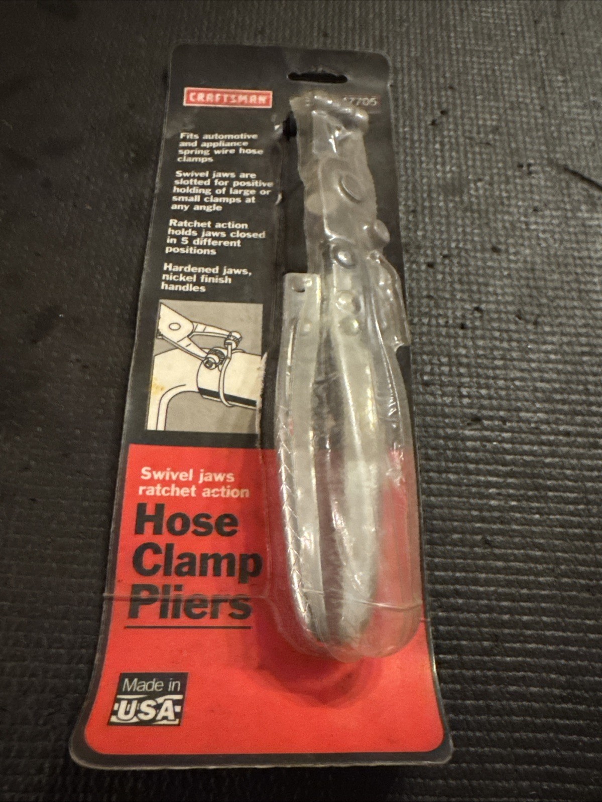 Sears Craftsman USA Nos Hose Clamp Pliers Swivel Jaw 47705 Open Pkg