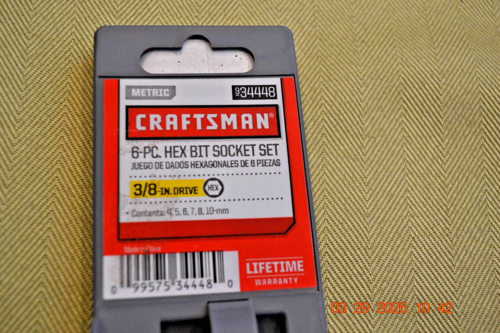 NOS SEARS Craftsman 34448 METRIC 3/8 Drive HEX Bit 6pc Socket Set