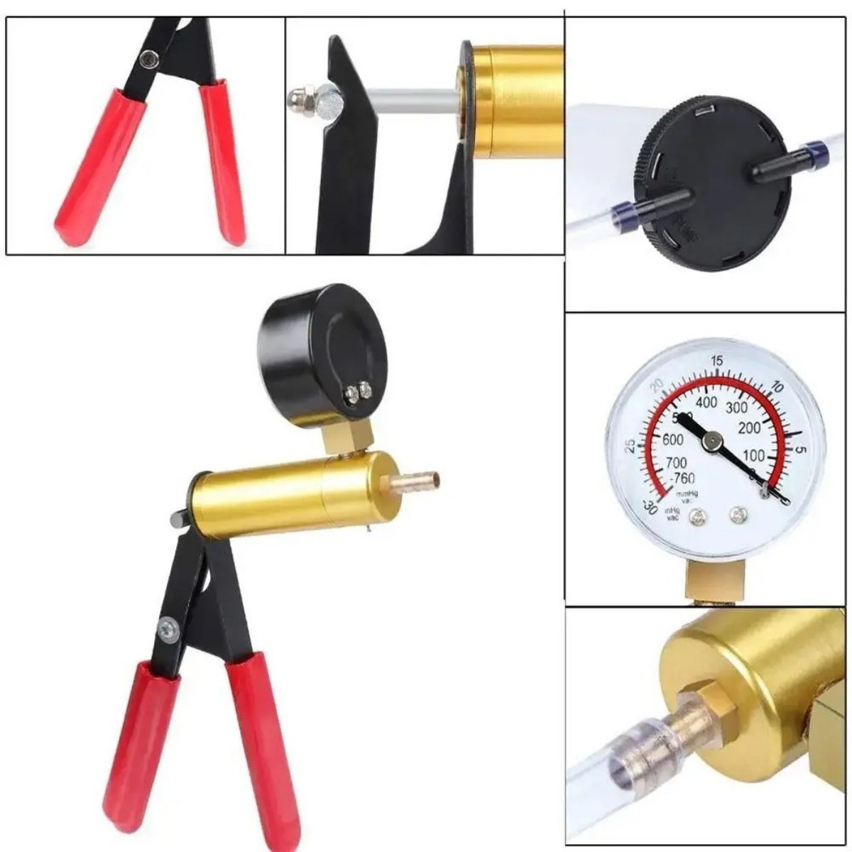 Manual Brake Bleeder Vacuum Pump Kit Automotive Fluid Tester With Gauge Adapters