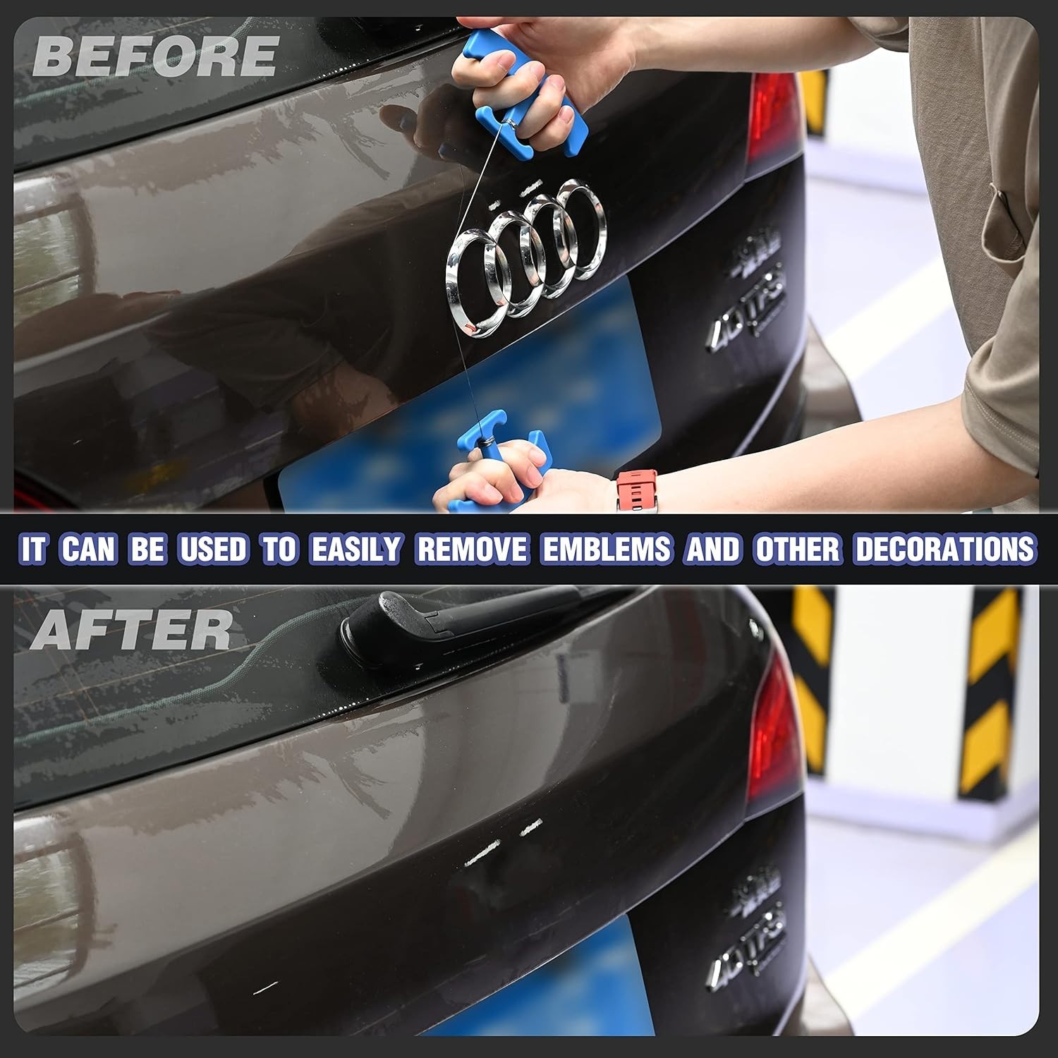 Ergonomic Vehicle Logo Remover with 5 Replacement Cords for Effortless Removal