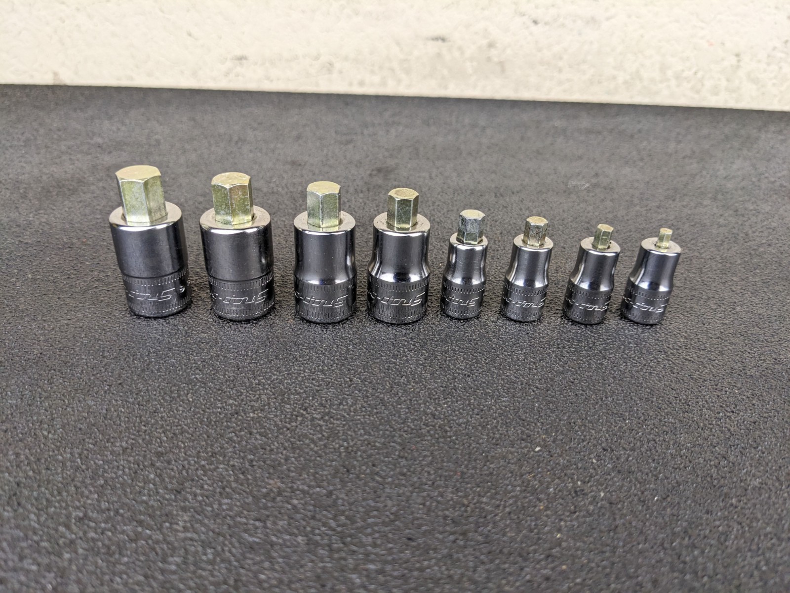 #bp418 Snap-on 1/4″ 3/8″ Drives Stubby Metric Hex Socket driver Set 208EFTAMXSY