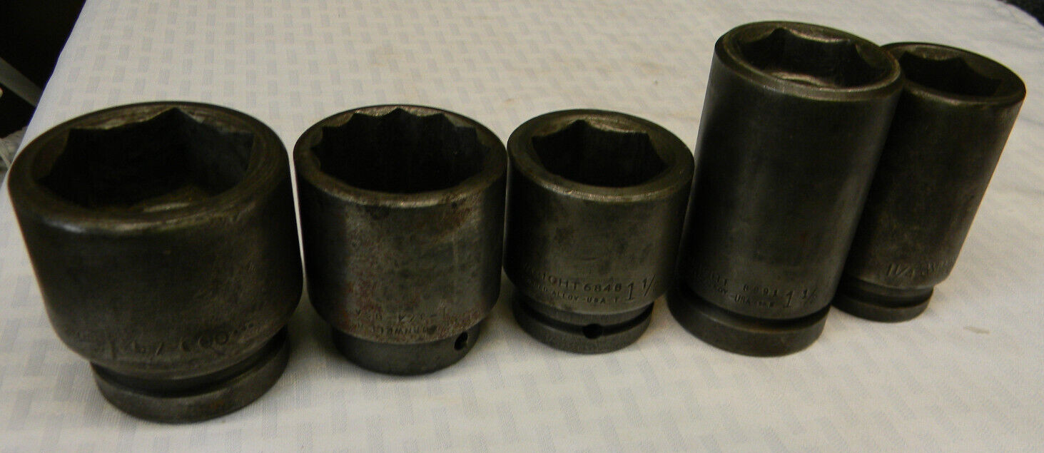 CORNWELL/WRIGHT/WILLIAMS TOOLS 3/4″ & 1″ DRIVE 5PC SAE 6/12PT IMPACT SOCKETS