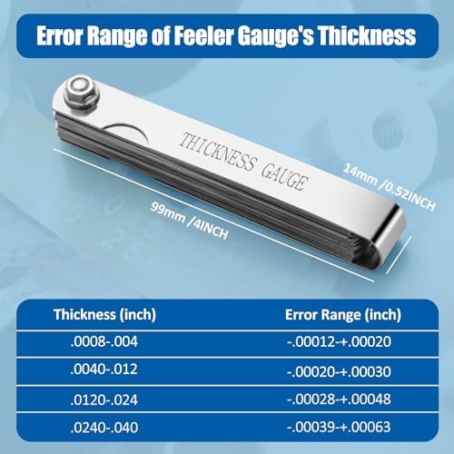 32 Blades Feeler Gauge Set Stainless Steel Thickness Gauge 0.04–0.88mm Dual Metr