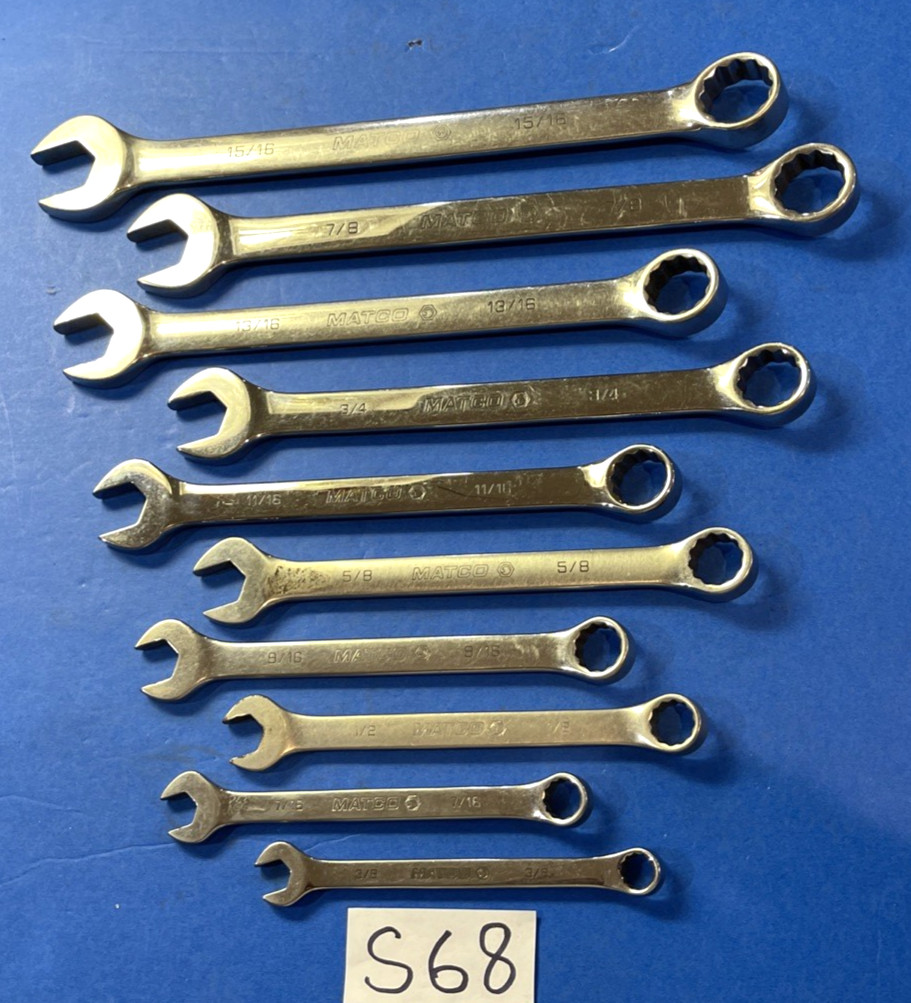 MATCO TOOLS 10 PIECE SAE. COMBINATION WRENCH SET 12 POINT 3/8 TO 15/16 INCH