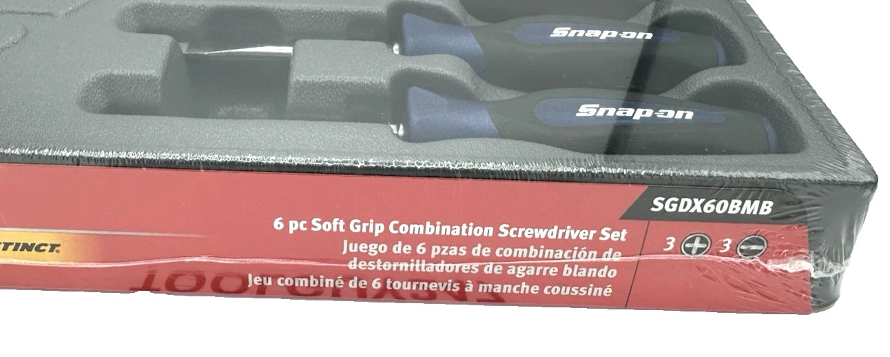 Snap-on Tools 6pc POWER BLUE Soft Grip Combination Screwdriver Set SGDX60BMB NEW