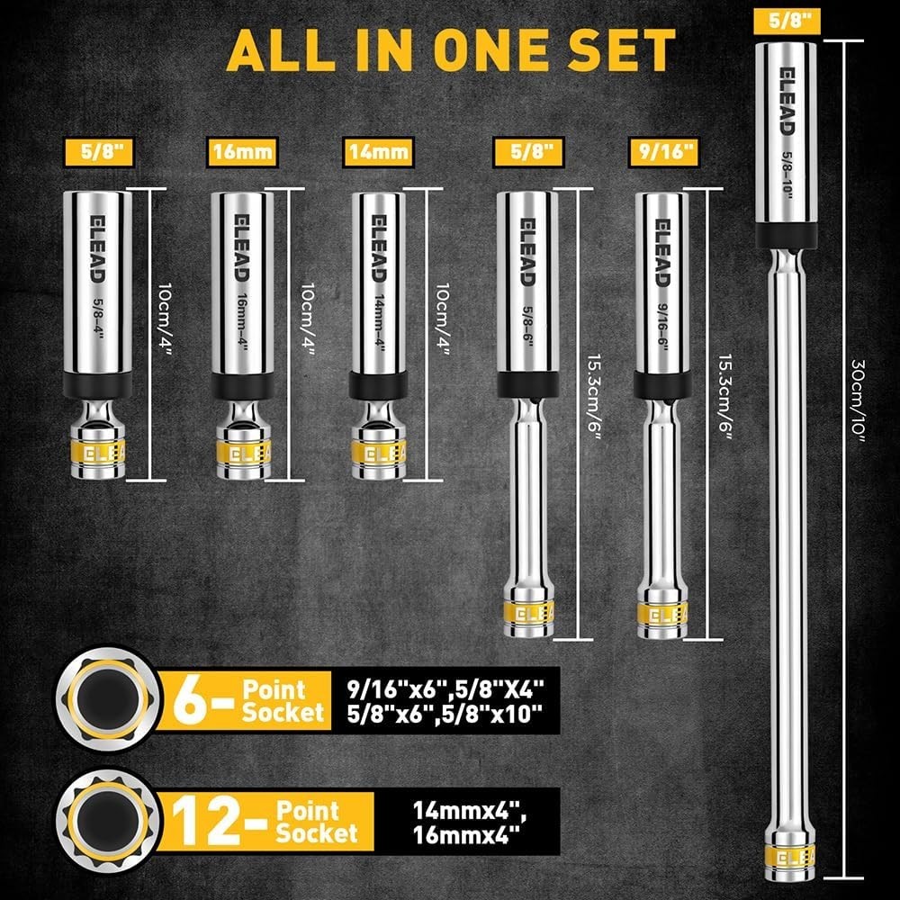 8Pc Magnetic Swivel Spark Plug Socket Set with Ratchet & Gapper Tool