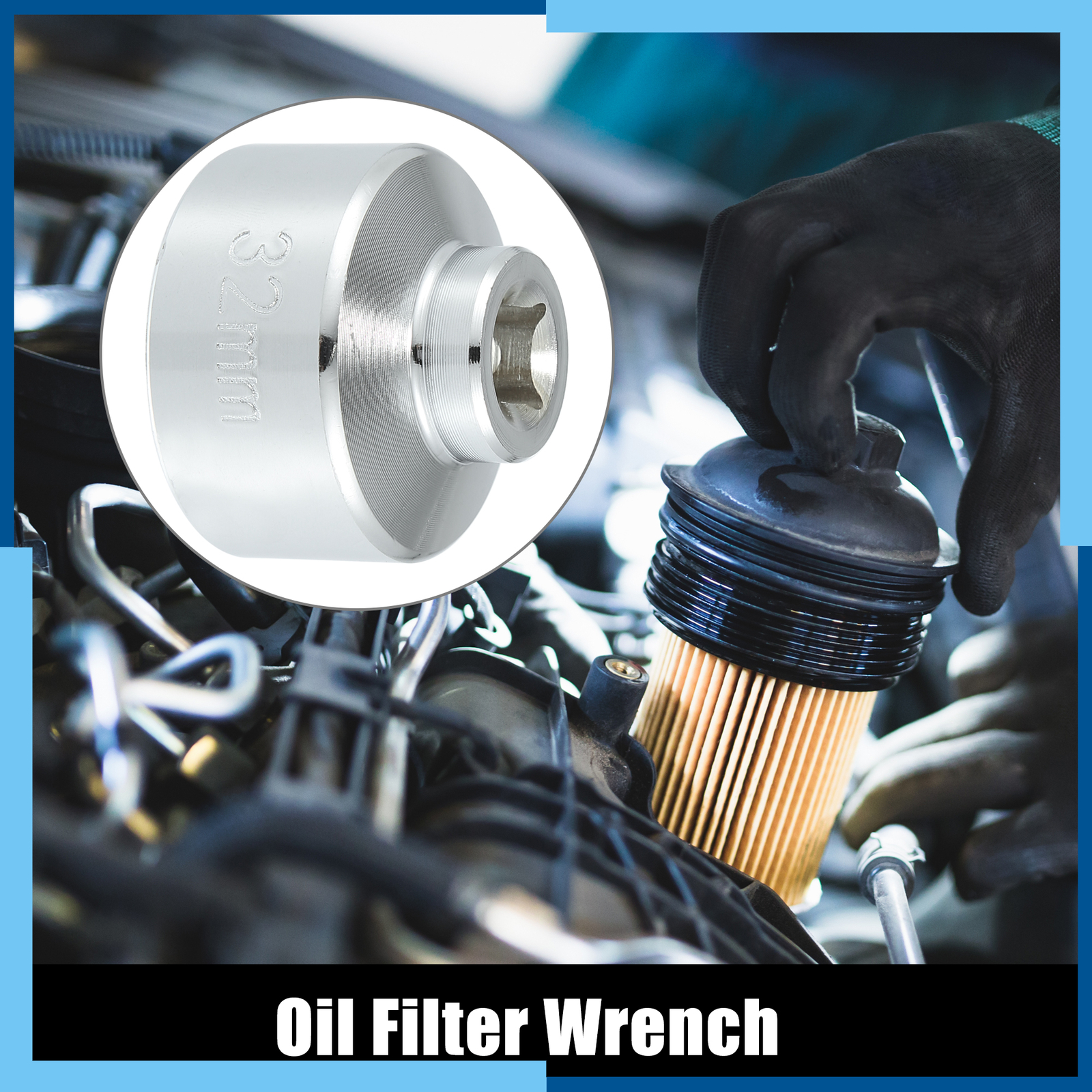 32mm Oil Filter Wrench Cap Socket Remover Tools for GM for Pontiac for Chevrolet