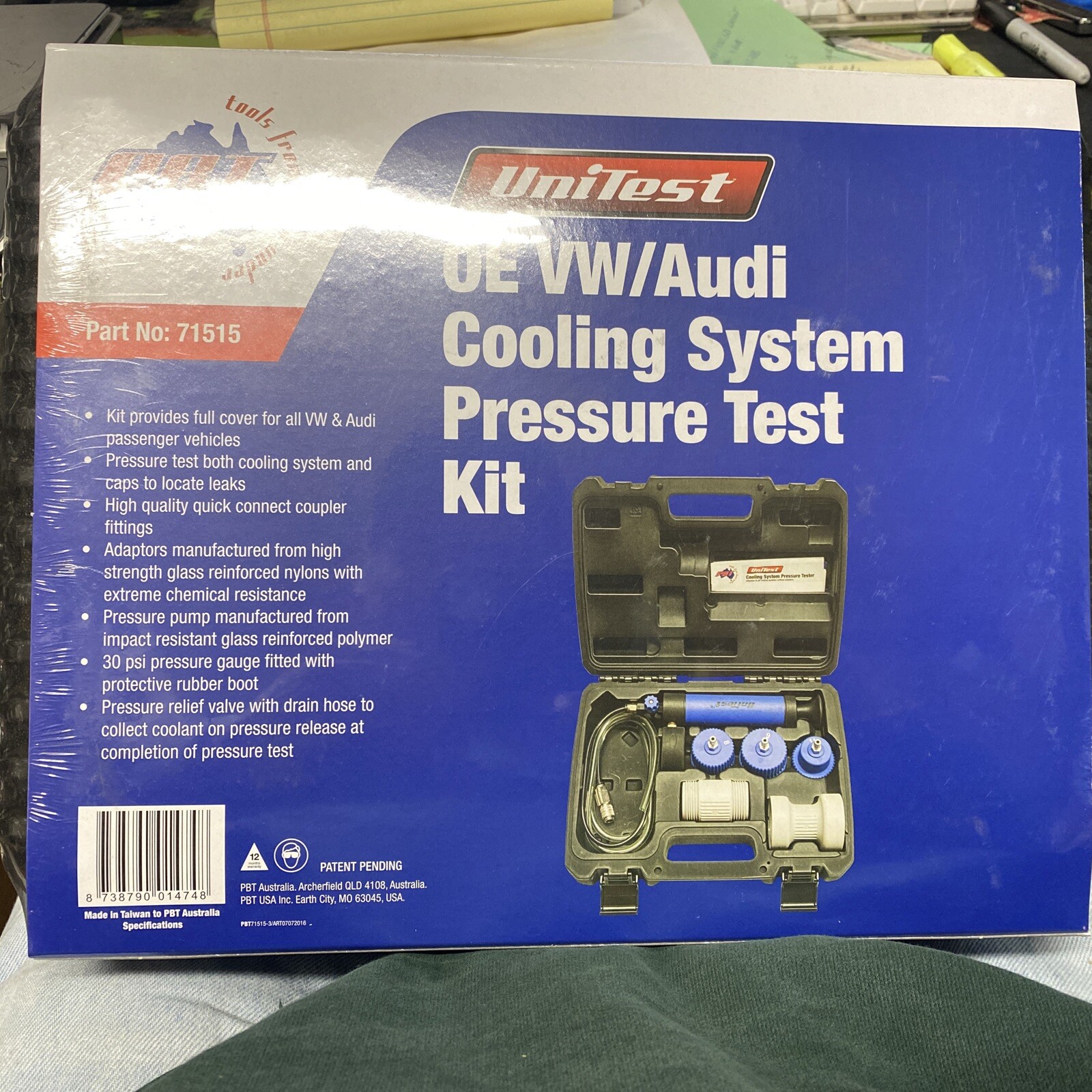 OE, Unitest VW/Audi Cooling System Pressure Test Kit, Part #PBT71515 – NEW