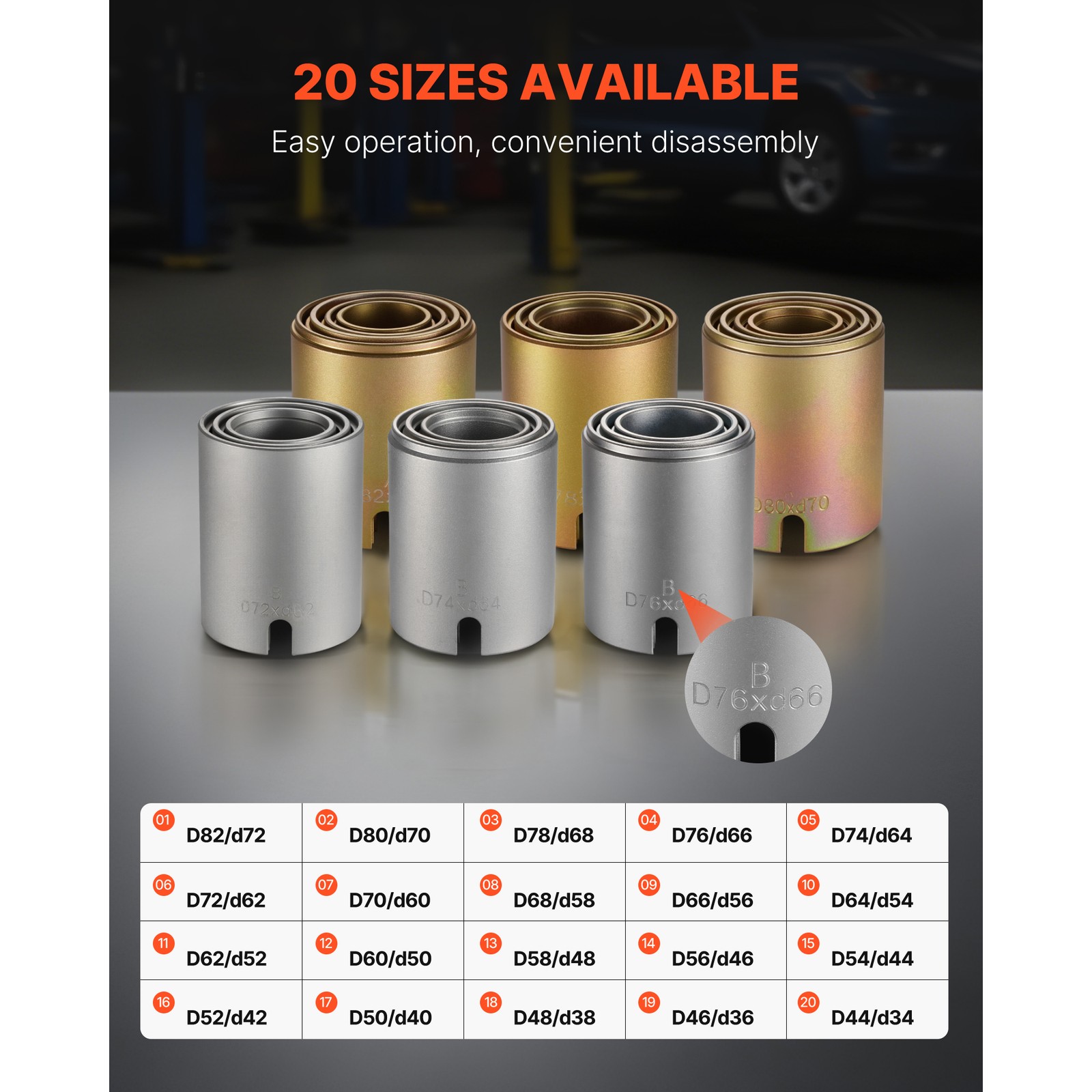 Uimoso 26PCS Pull & Press Sleeve Kit for Bush and Bearing Removal & Installation