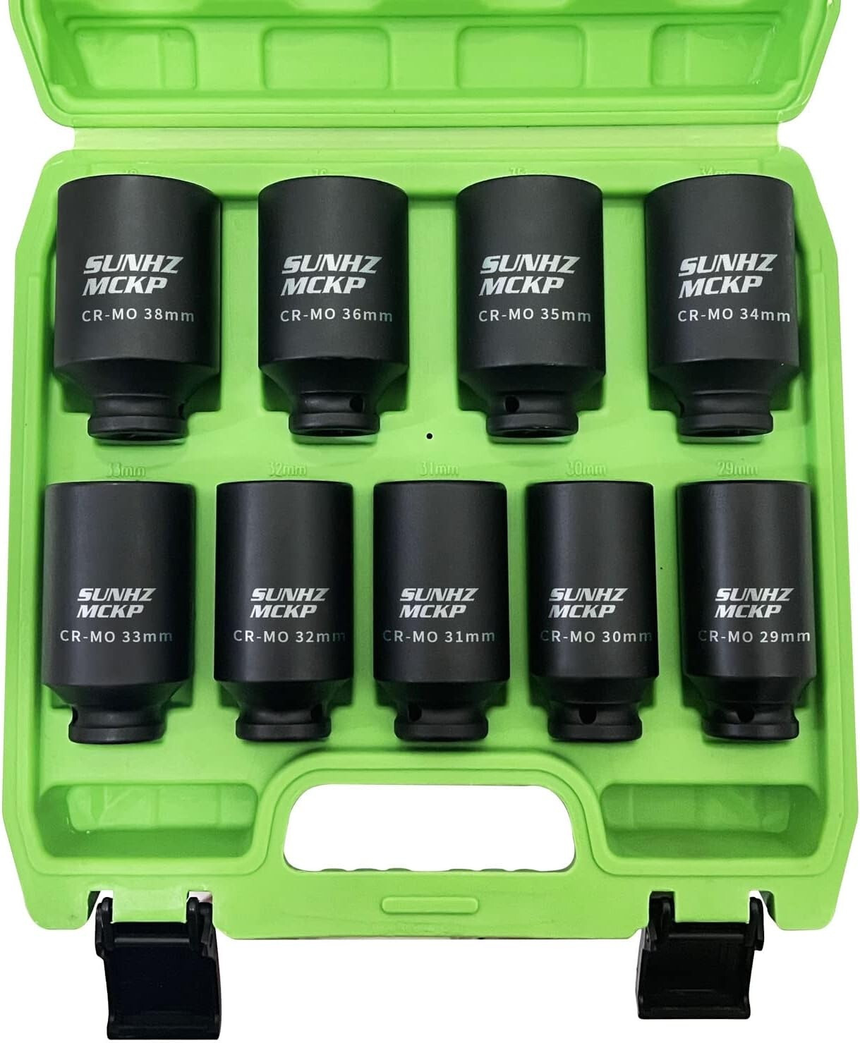 9pc Deep Impact Socket Set 1/2″ Inch Drive Metric Spindle Axle Nut Set 29mm-38mm