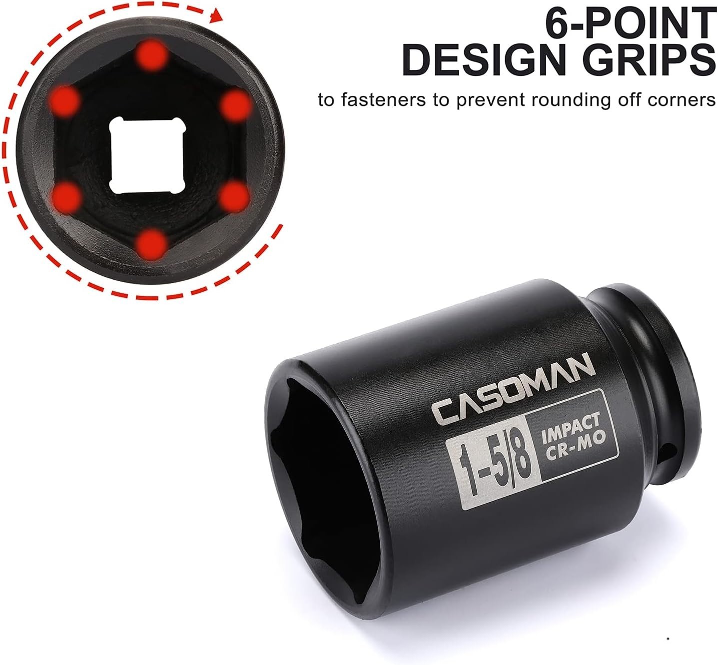 Durable Chrome Molybdenum 6-Point 1/2-Inch Drive Deep Impact Socket – 1-5/8″