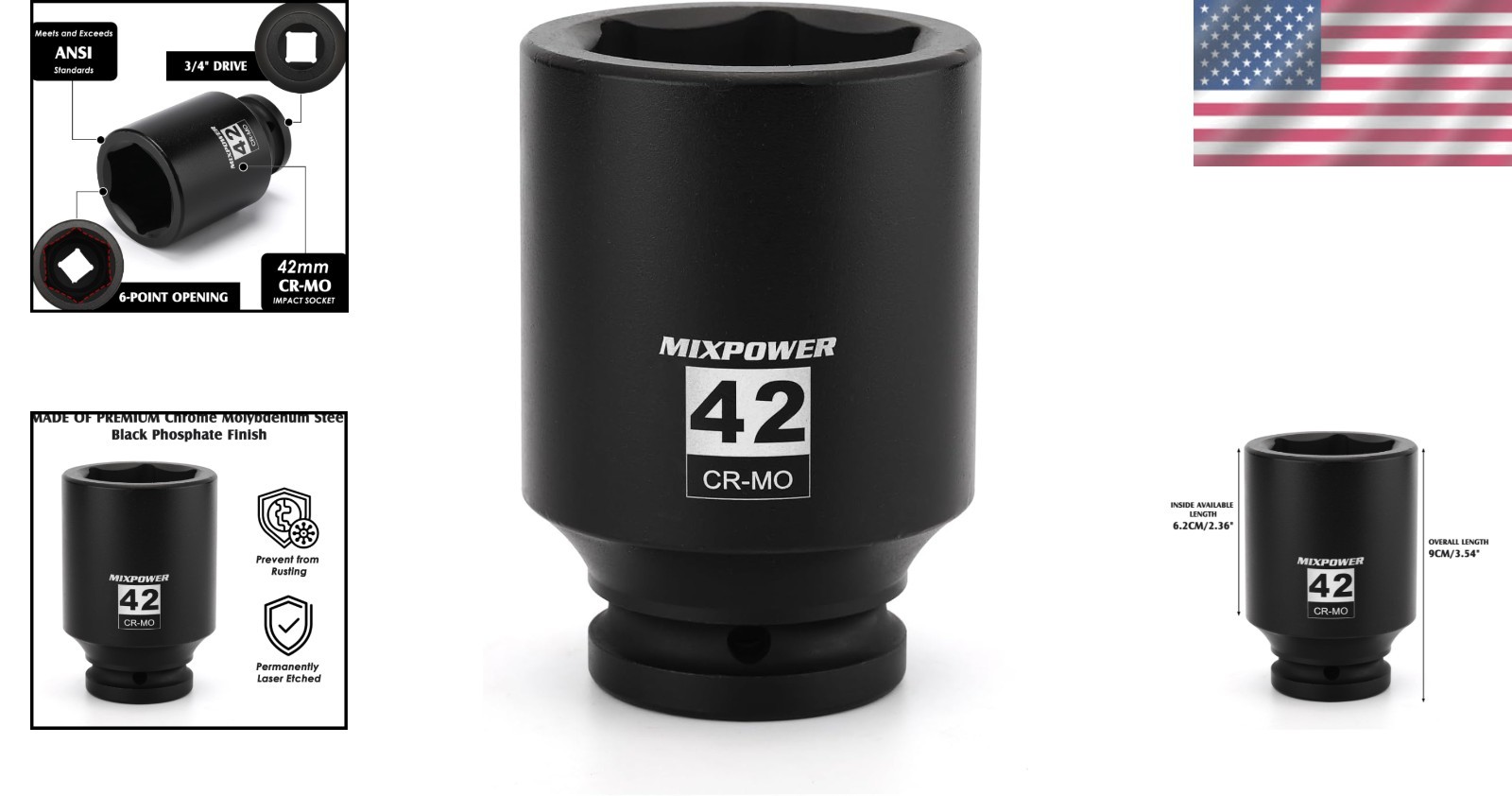 3/4″ Drive 42mm Deep Impact Socket – Chrome Molybdenum 6 Point Design