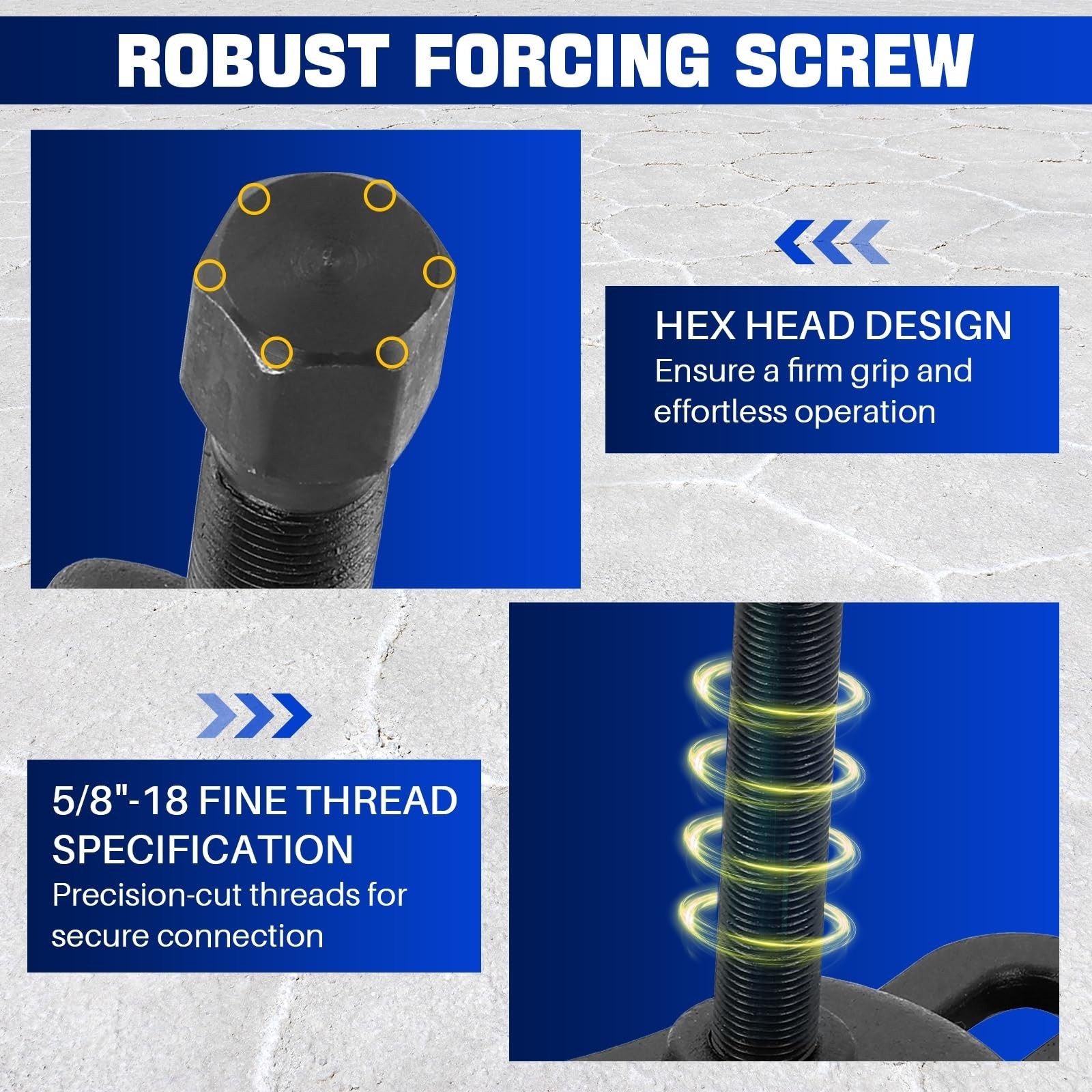 Universal Front & Rear Wheel Hub Puller Set, Axle Remover Tool, 3-1/4» to 5-1/2