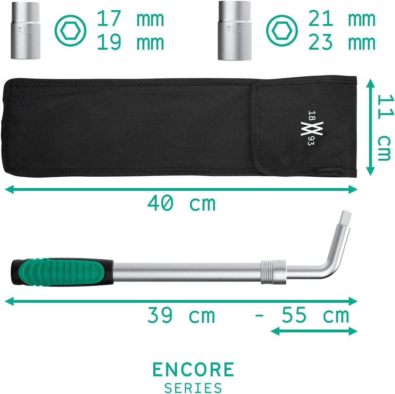 Telescopic Wheel Nut Wrench Set – 4 Pcs with 17/19mm & 21/23mm Sockets