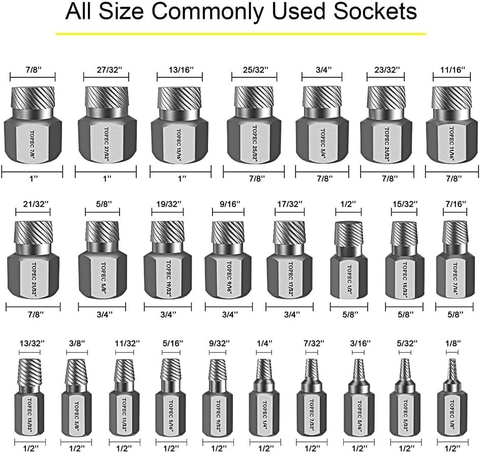 High-Torque 25-Piece Bolt Extractor Set – Easy Out Extractor with Various Sizes