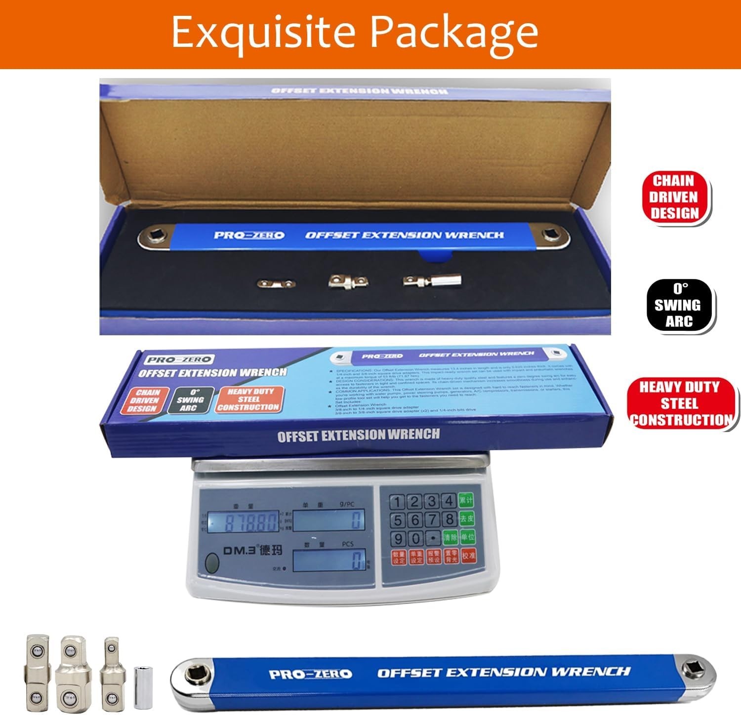 Blue Offset Extension Wrench Set – 1/4″ & 3/8″ Versatile with 1/2″ Drive, 15….