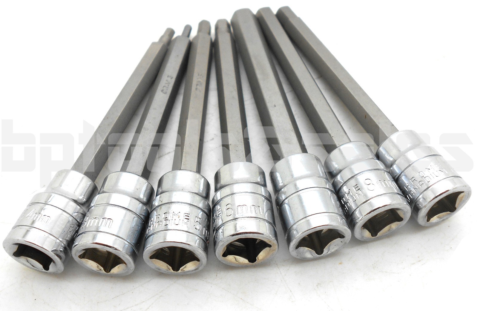 7pc 3/8″ DR. Extra Long Hex Bit Socket Set (METRIC) Long 110mm Shank Hand Tool