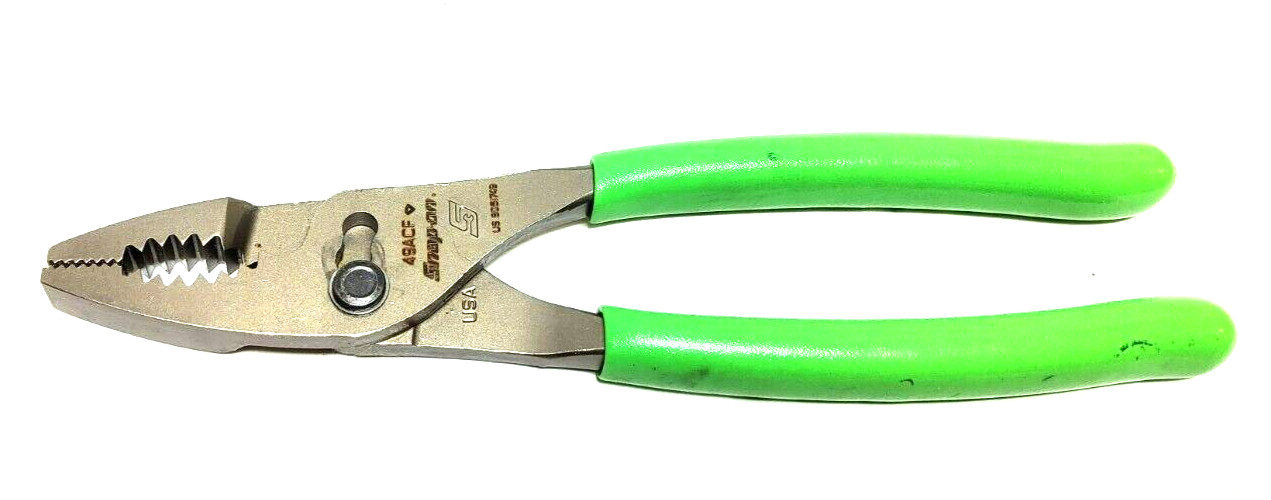 New Snap-on™ 9″ long Green Vinyl Grip Combination Slip Joint Pliers 49ACFG Unuse