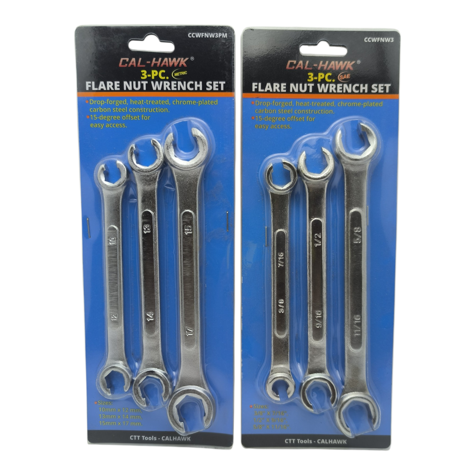 6 pc Flare Nut Wrench Set Metric and SAE Open End Wrench kit Line Disconnet tool