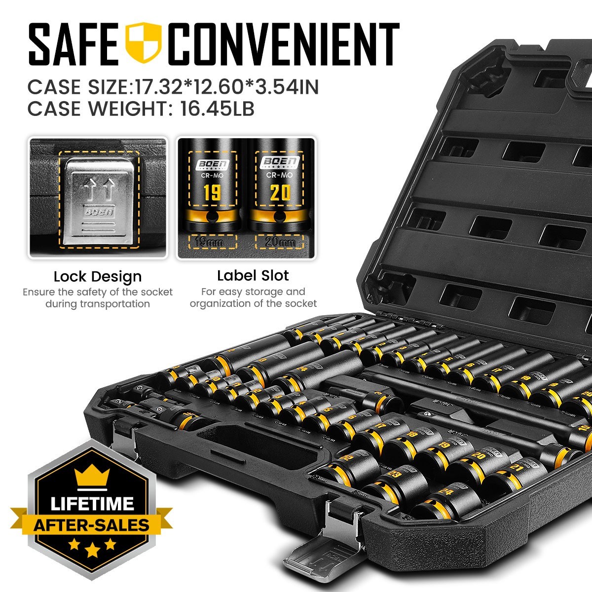 40 PCS 1/2″ Drive Impact Socket Set, Metric (8-24mm) Deep & Shallow Socket set