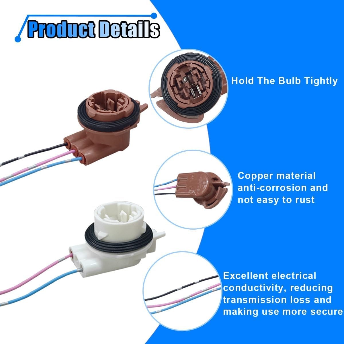 4PCS 3156 3157 Pre-Wired Harness Pigtail Sockets, Car LED Bulb Light