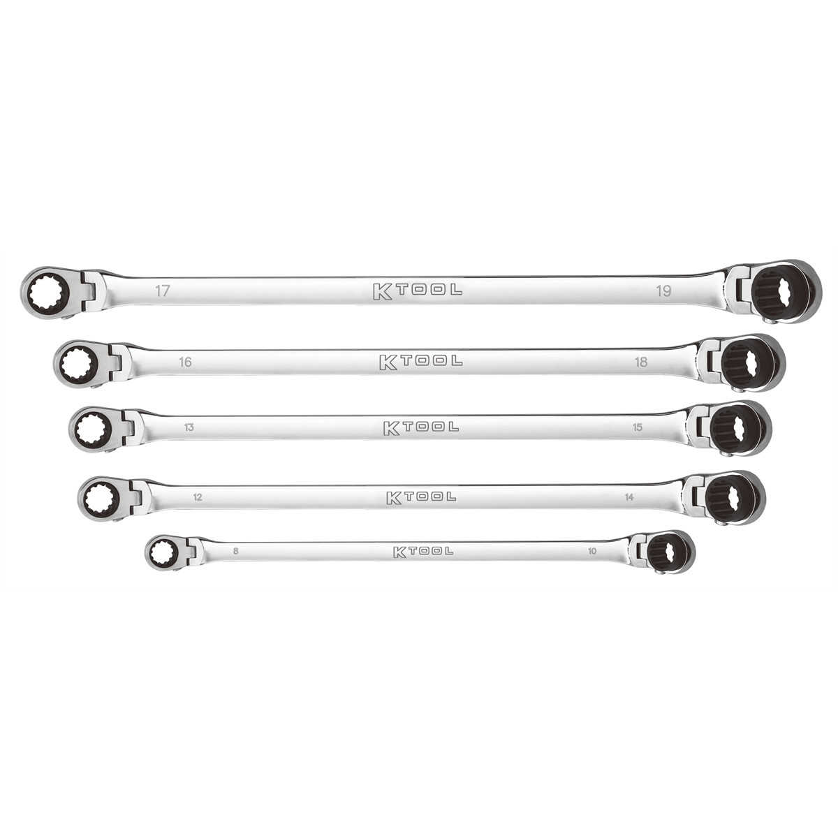 K Tool International Wrench Set 5 Piece Metric Ratcheting Reversible Double Box