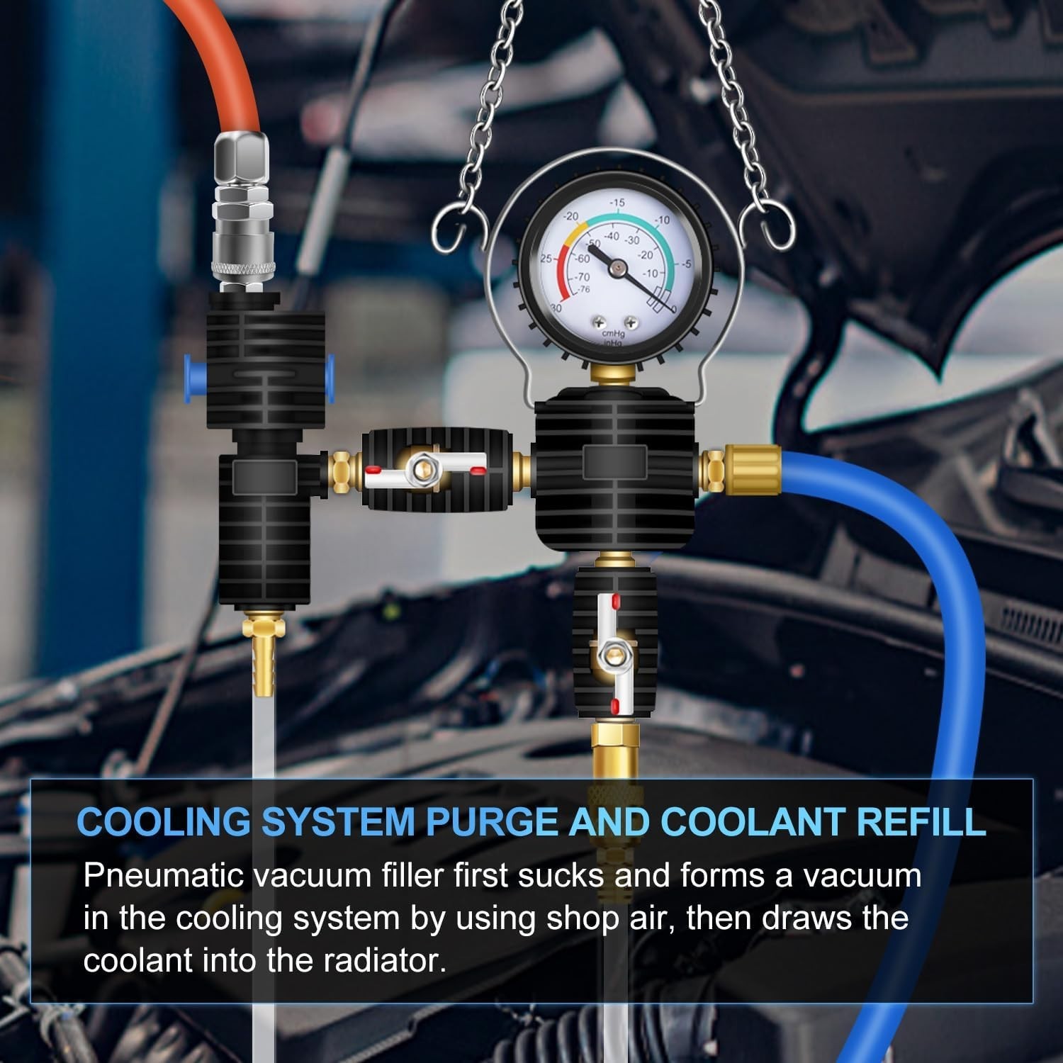 Universal Automotive Vacuum Filler & Radiator Purge Kit with Durable Accessories