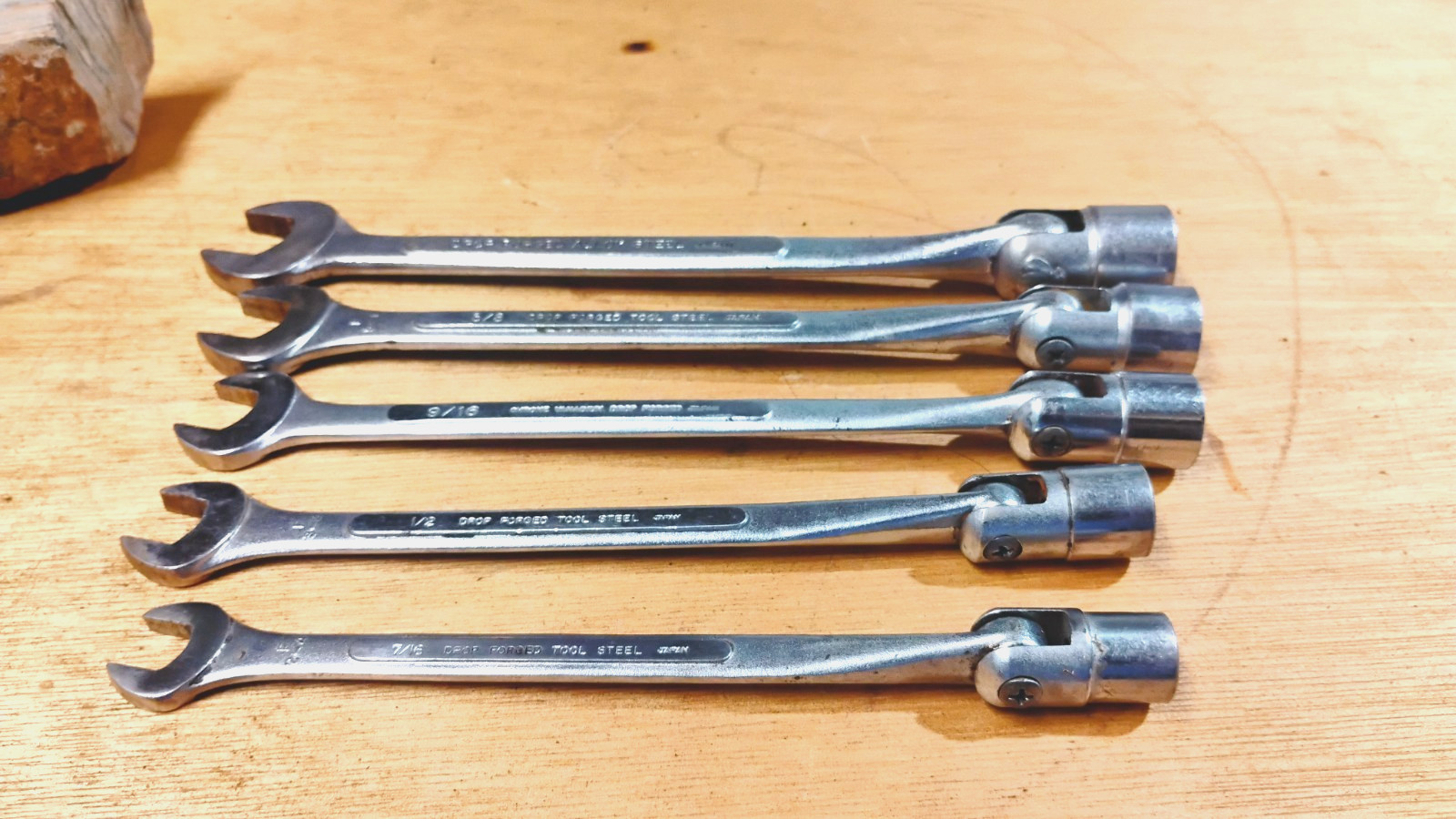 Vintage 5Pc TRUECRAFT SAE,Saltus,Flex Head Wrench Set 12 Pt. 3/4,5/8,9/16,1/2,7/