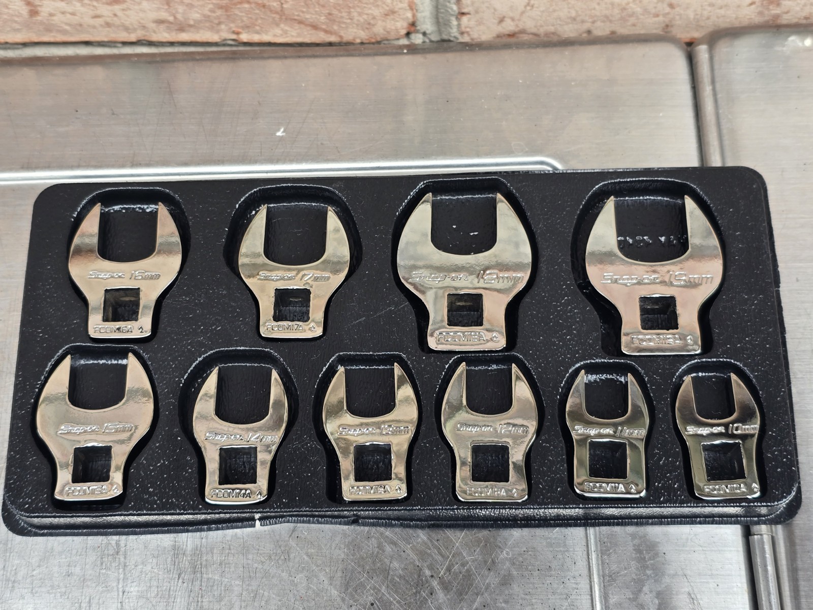 Snap-On Metric Crowfoot Wrench Set 10-Piece 3/8″ Drive (10 – 19mm) ~ 210FCOMA
