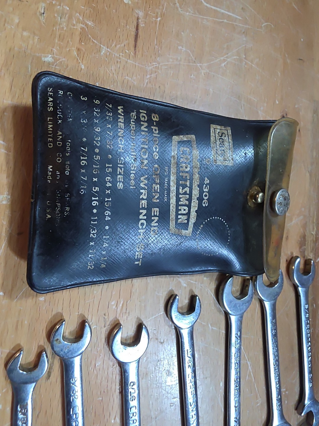 Sears Craftsman Tools USA 8 Piece Open-End 4 Way Offset Ignition Wrench Set 4306