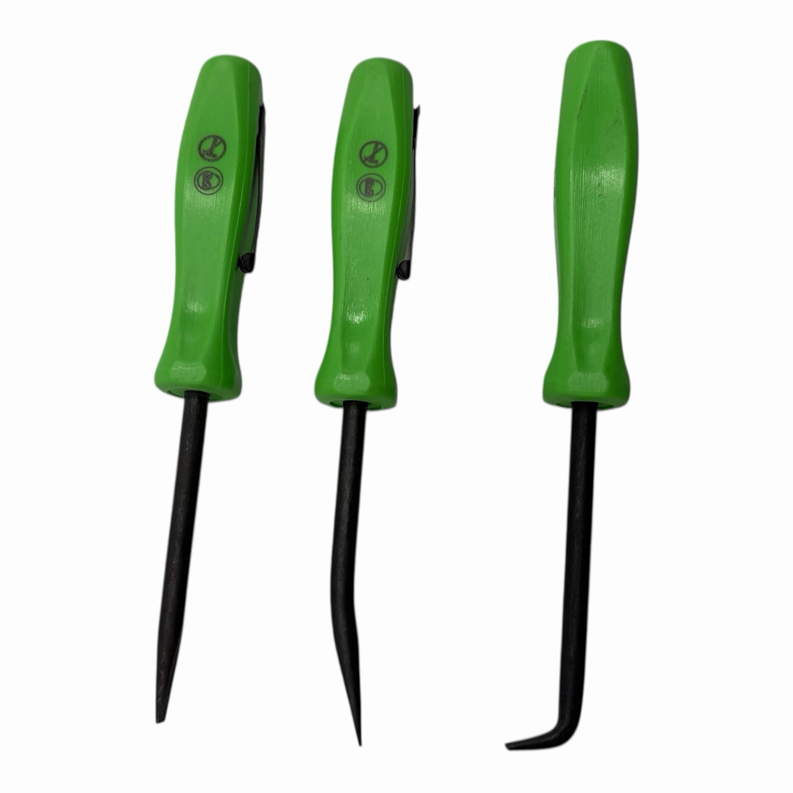 Snap On Tools Mini Pocket Pry Bar Set 3 piece Green 5 inch Straight Bent 90