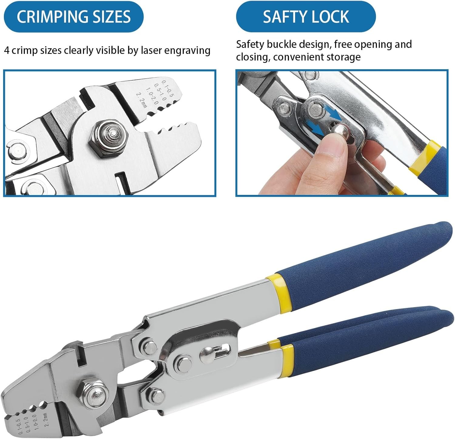 Fishing Crimping Tool Kit, Pliers Wire Rope Silver Blue