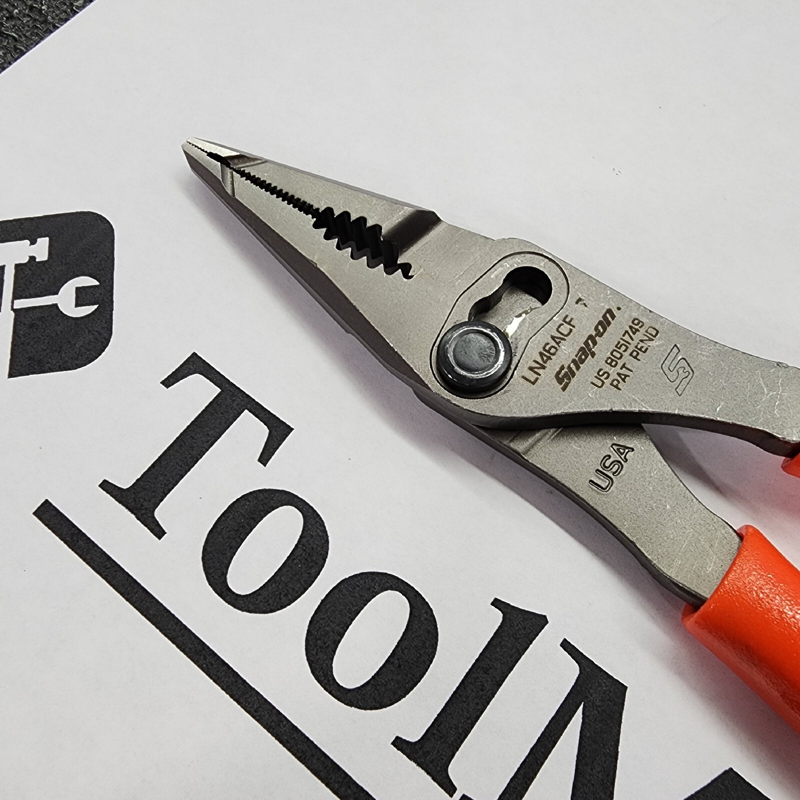 Snap-on Tools USA NEW ORANGE 7″ Talon Grip Long Nose Slip Joint Pliers LN46ACF