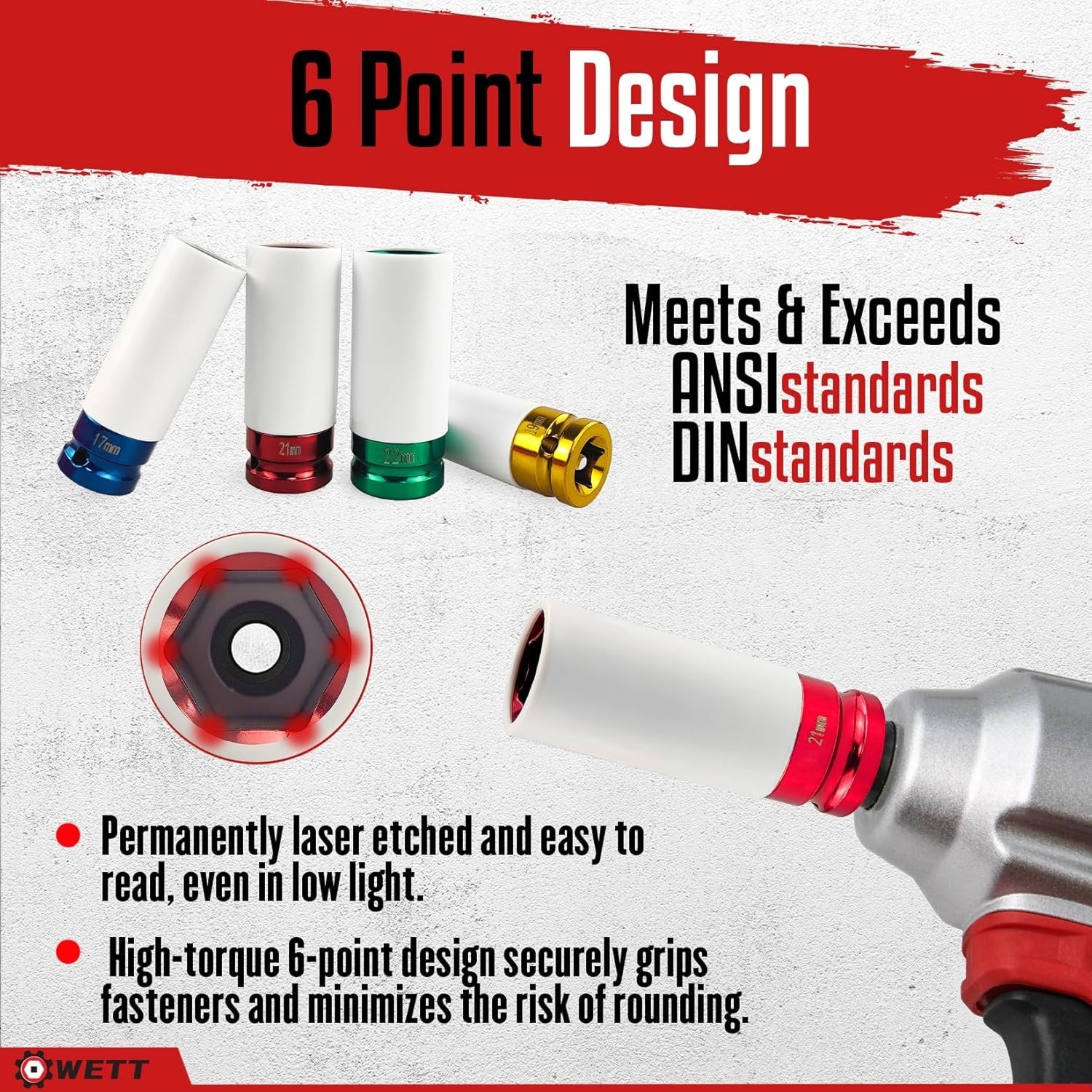 Specific 4-Pc 1/2″ Drive Impact Socket Set – 6-Point Design for Secure Handling